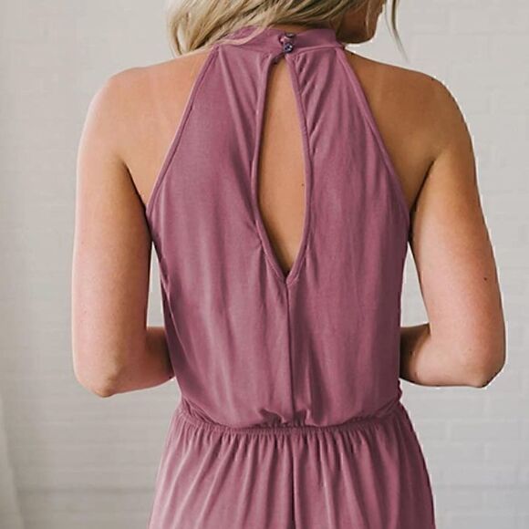 Merokeety Romper womens Size small sleeveless casual pink Halter summer Vacation - Picture 4 of 11
